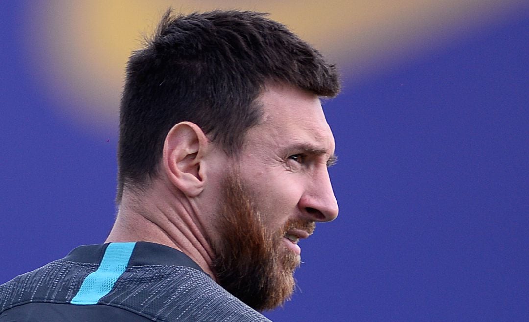 Leo Messi, en el entrenamiento del Barcelona