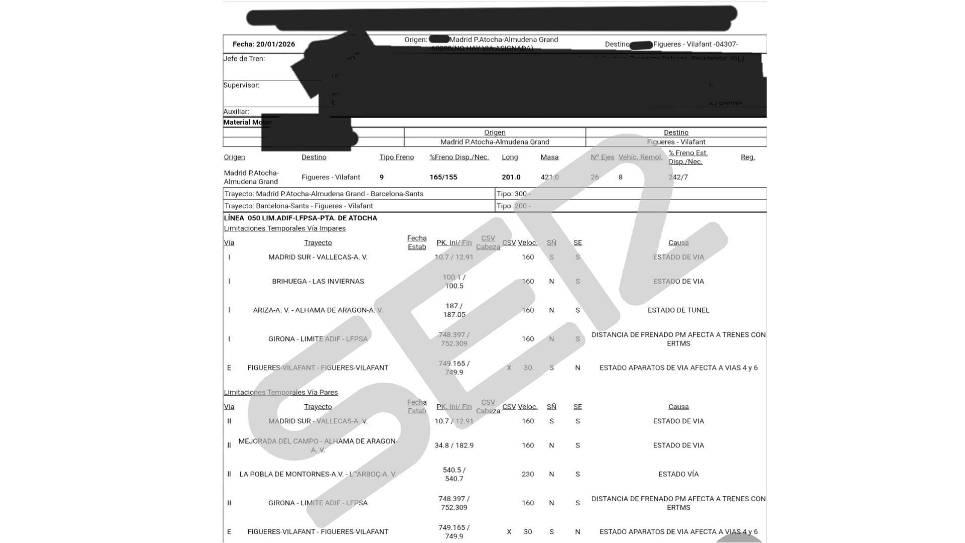 Adif limita la velocidad en 150 kilómetros del tramo Madrid-Barcelona a 160 km/h por el estado de la vía