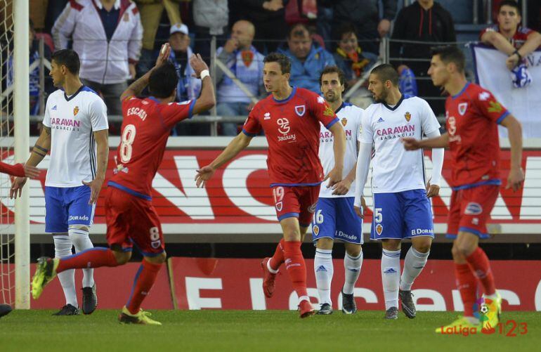 Guillermo celebra el gol del empate ante el Zaragoza.