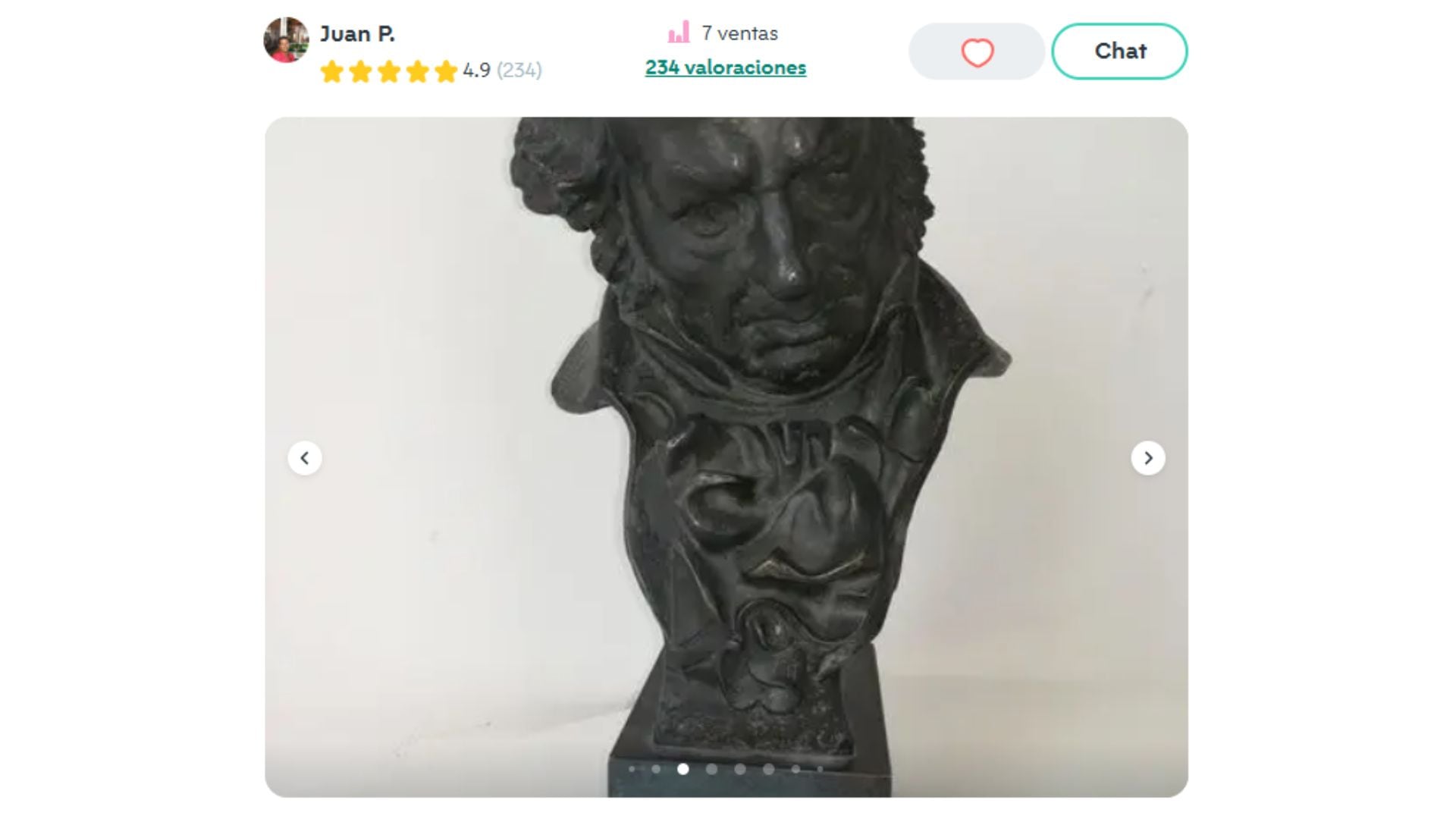 El anuncio de un hombre que vende un premio Goya de 2008 en Wallapop