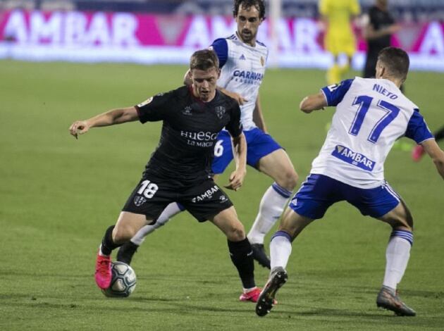 Imagen del último Real Zaragoza-Huesca, jugado en 2020 en La Romareda