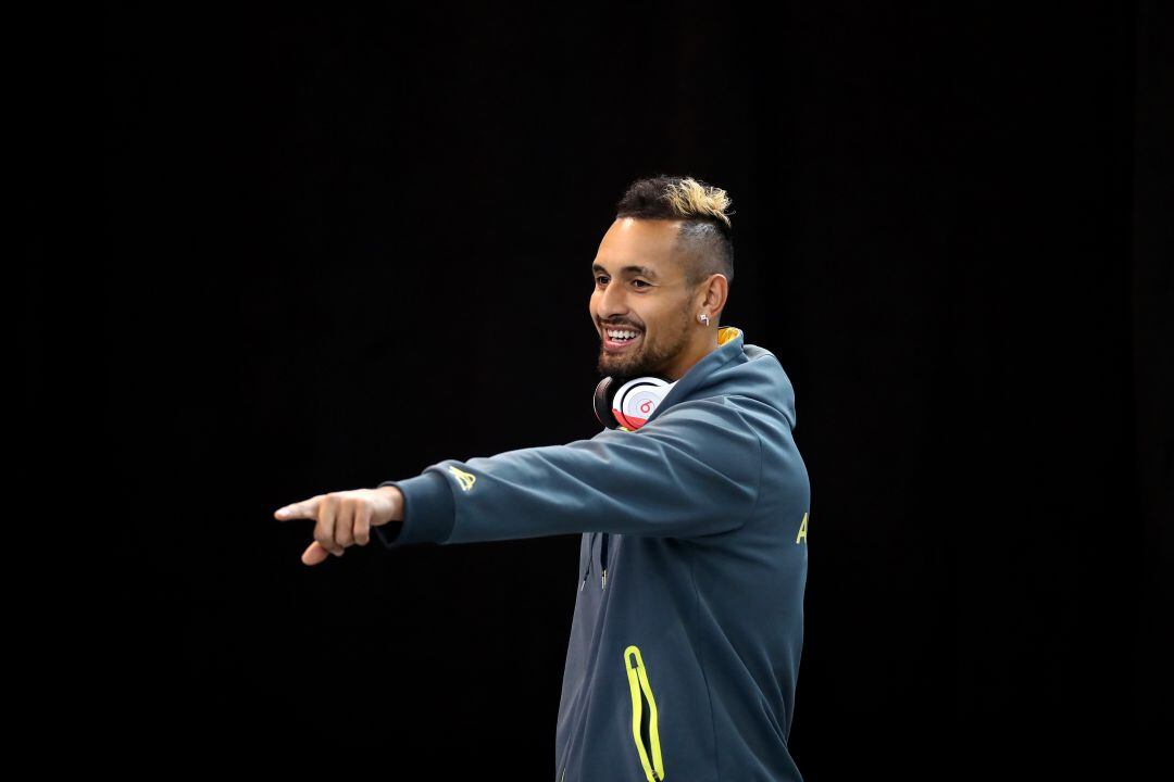 Kyrgios, durante uno de los entrenamientos para la Copa Davis. 