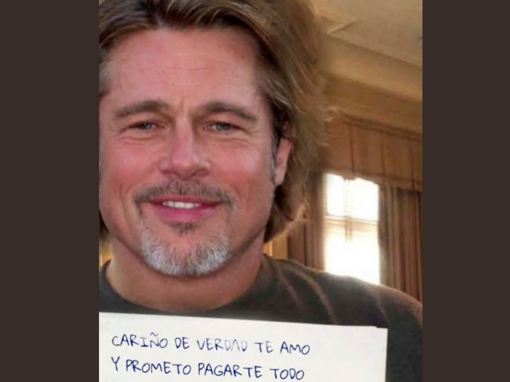 Fotomontaje enviado por el falso Brad Pitt a la vecina de Granada.