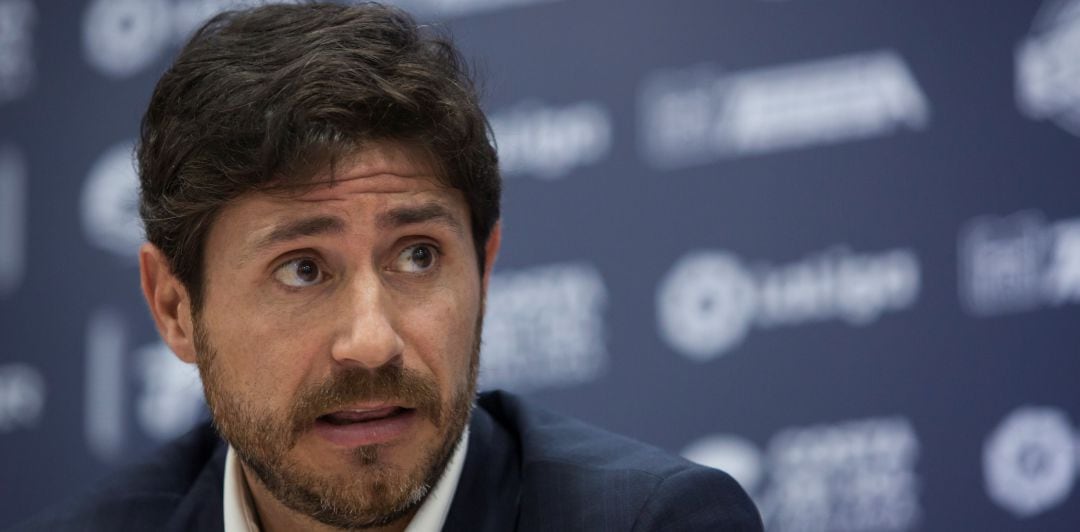 Víctor Sánchez del Amo, durante una rueda de prensa como entrenador del Málaga