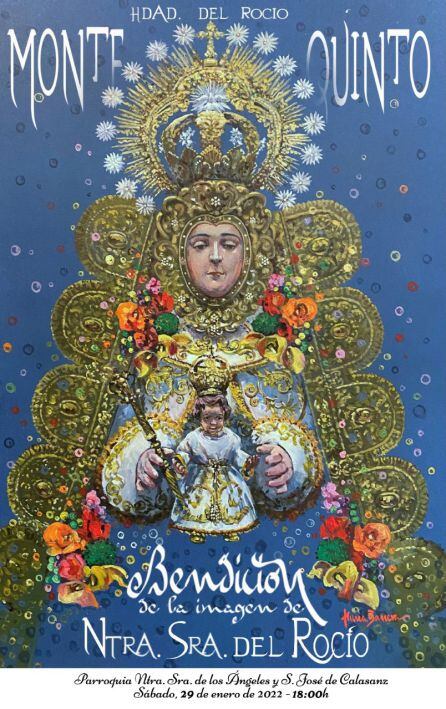 Cartel de Nuria Barrera para la bendición de la Virgen del Rocío de Montequinto