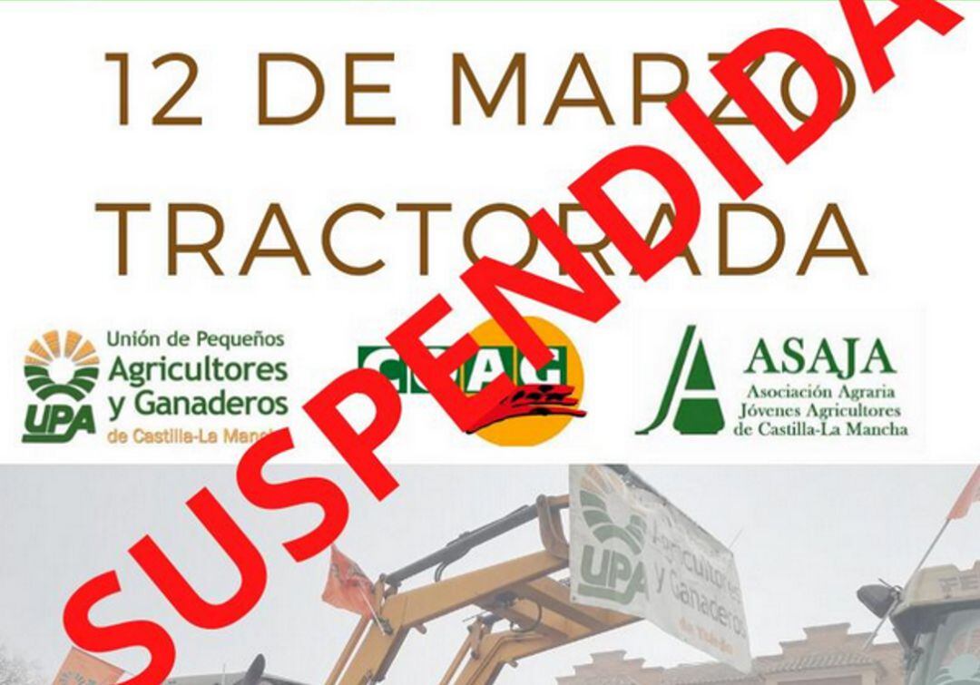 Cartel anunciando la cancelación de la manifestación