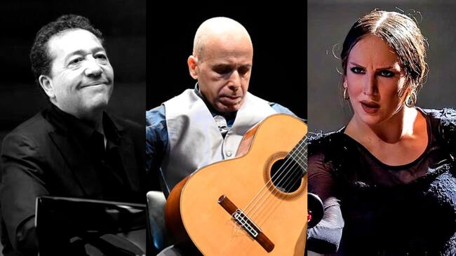 Los tres artistas en la imagen que ilustra el cartel