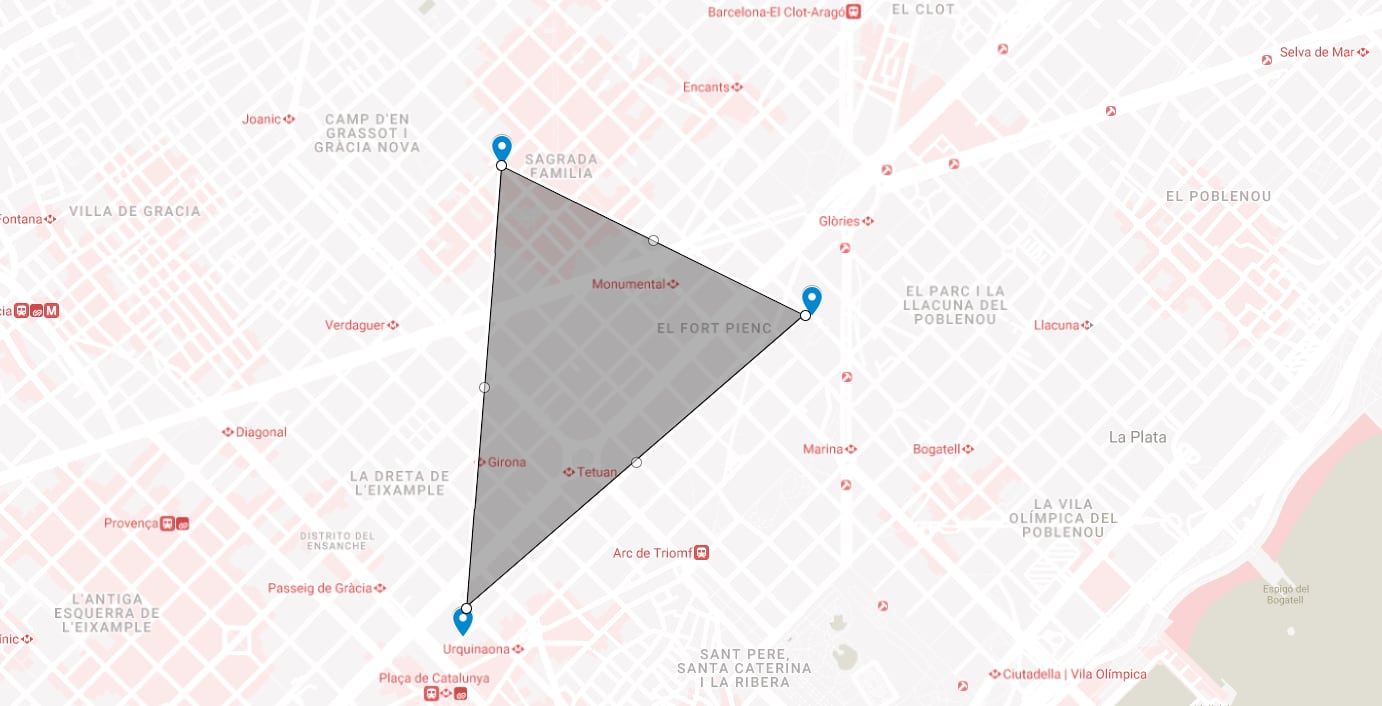 Punts de Barcelona on van morir assassinades les tres víctimes.