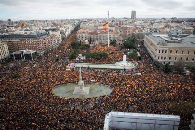 La plaza Colón de Madrid durante la manifestación