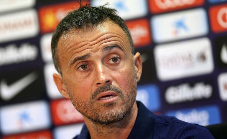 Luis Enrique, en un momento de la rueda de prensa.