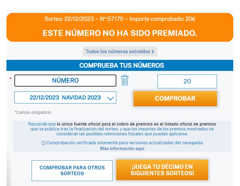 Comprobador de la Lotería de Navidad.