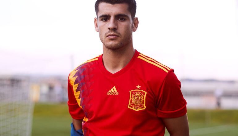 Álvaro Morata, con la camiseta de España para el Mundial de Rusia 2018.