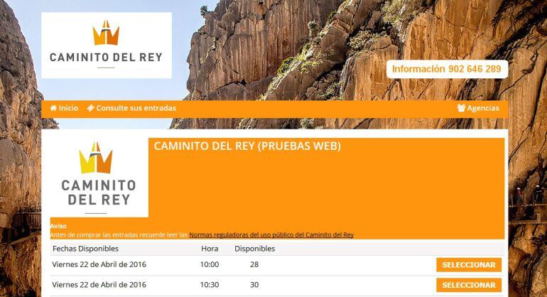 Nueva plataforma para realizar las reservas al Caminito del Rey