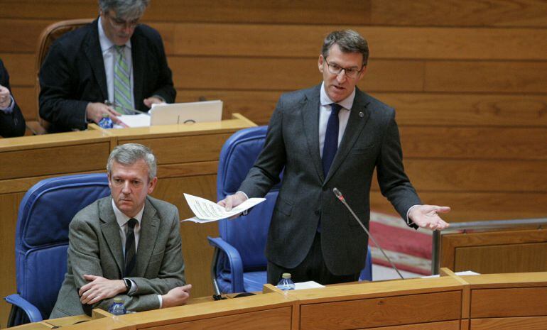 Feijoo en la sesión de control en el Parlamento