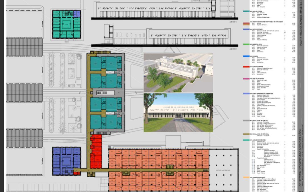 Plano del proyecto de la Ciudad de la Justicia en los antiguos depósitos de tabacalera