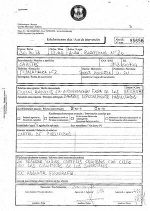 Copia de la multa a Cáritas por colocar carteles no autorizados en la vía pública