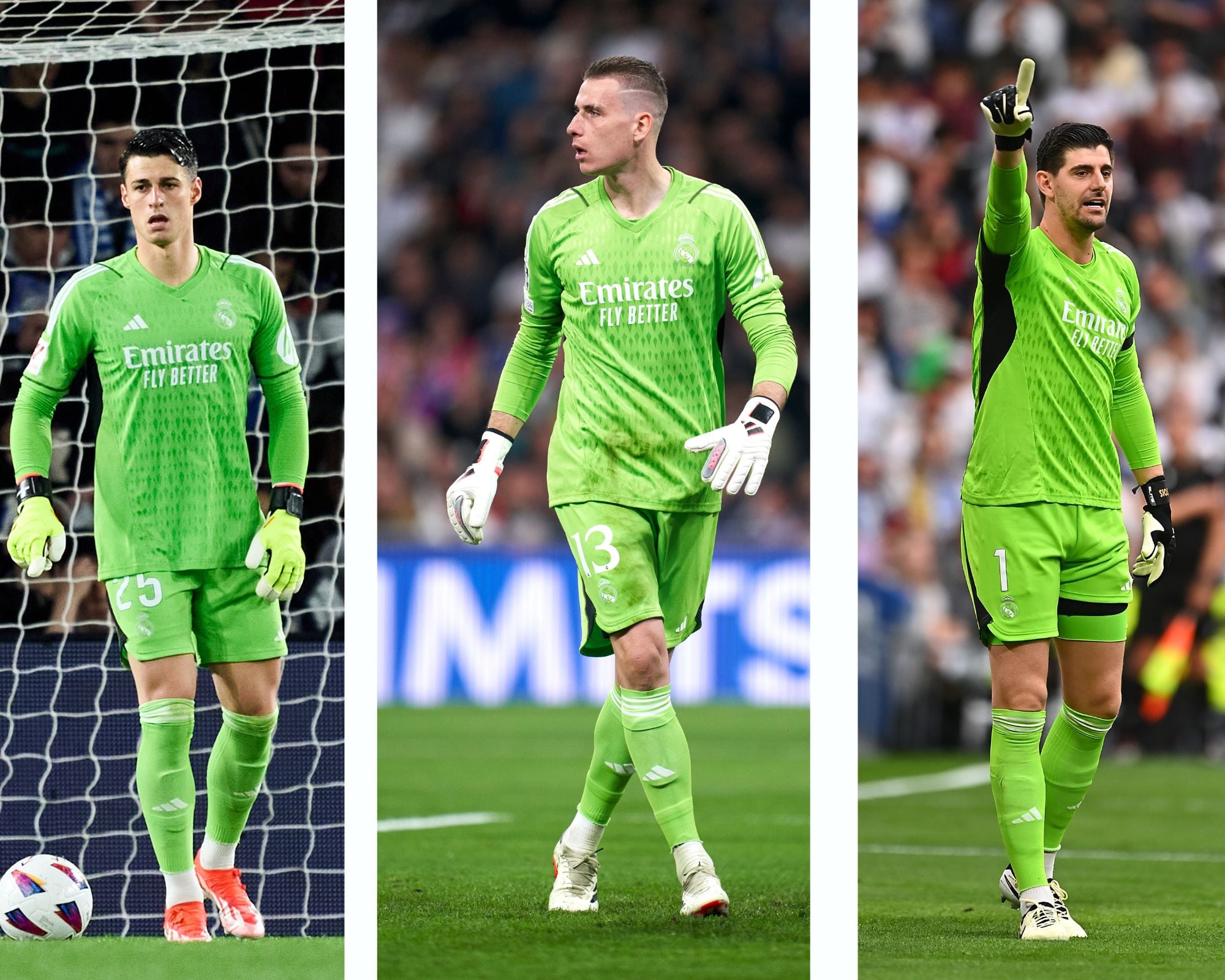 Kepa Arrizabalaga, Andriy Lunin y Thibaut Courtois porteros del Real Madrid