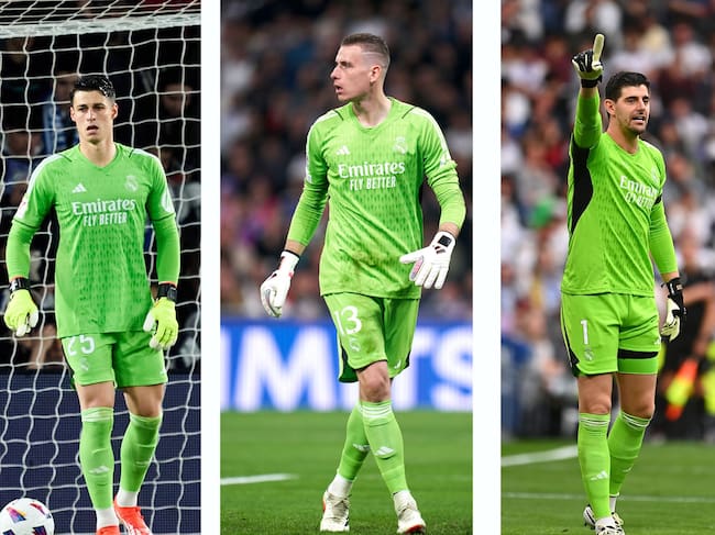 Kepa Arrizabalaga, Andriy Lunin y Thibaut Courtois porteros del Real Madrid