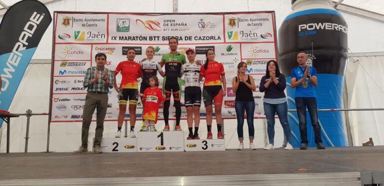 Podiúm de la BTT Ciudad de Cazorla celebrado este domingo en Cazorla 