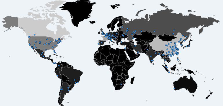 Mapa de detección del &#039;ransomware&#039; en todo el mundo.