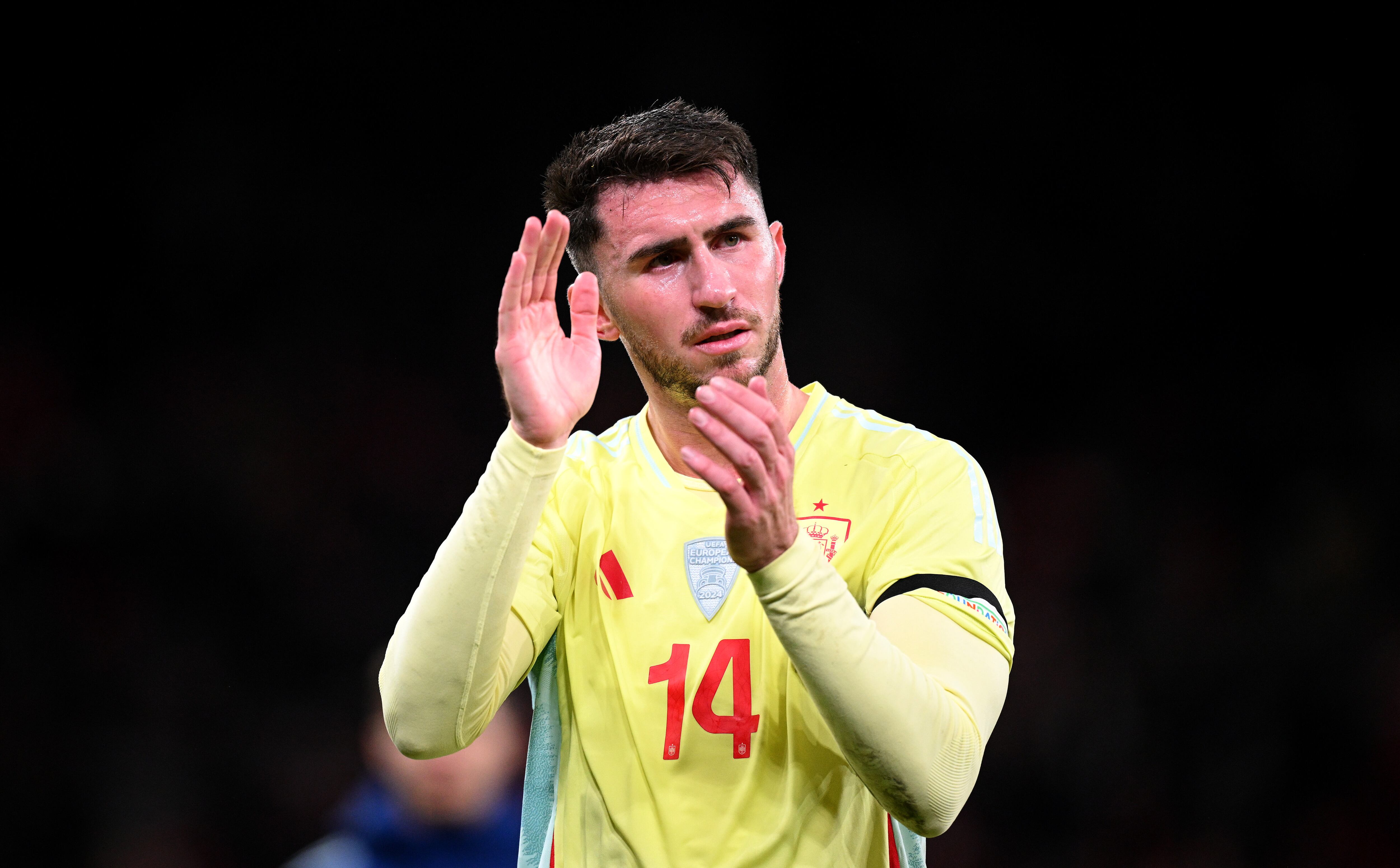 Aymeric Laporte en un encuentro con la Selección Española