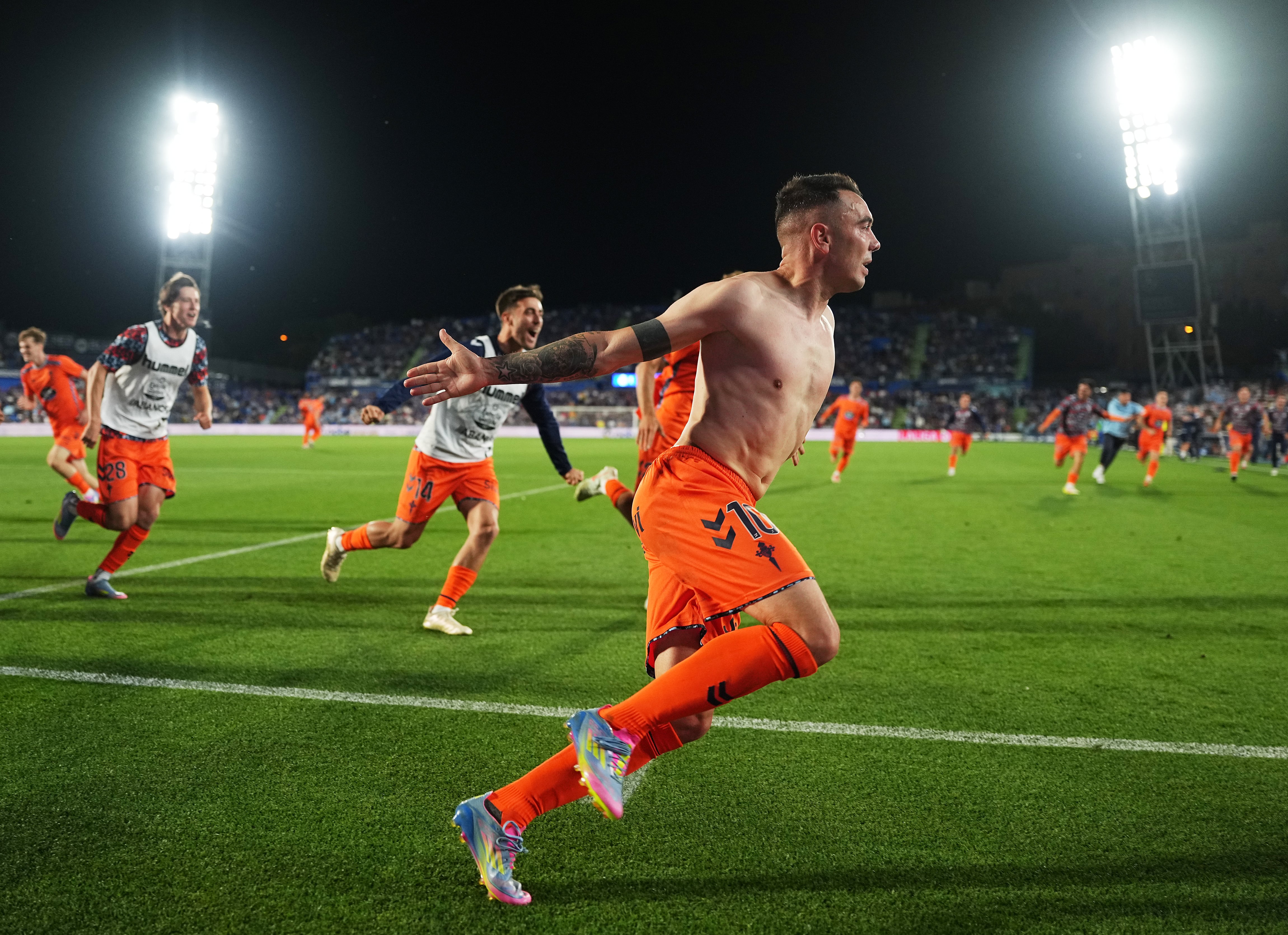 Iago Aspas celebra un gol con el Celta de Vigo ante el Getafe en el Coliseum