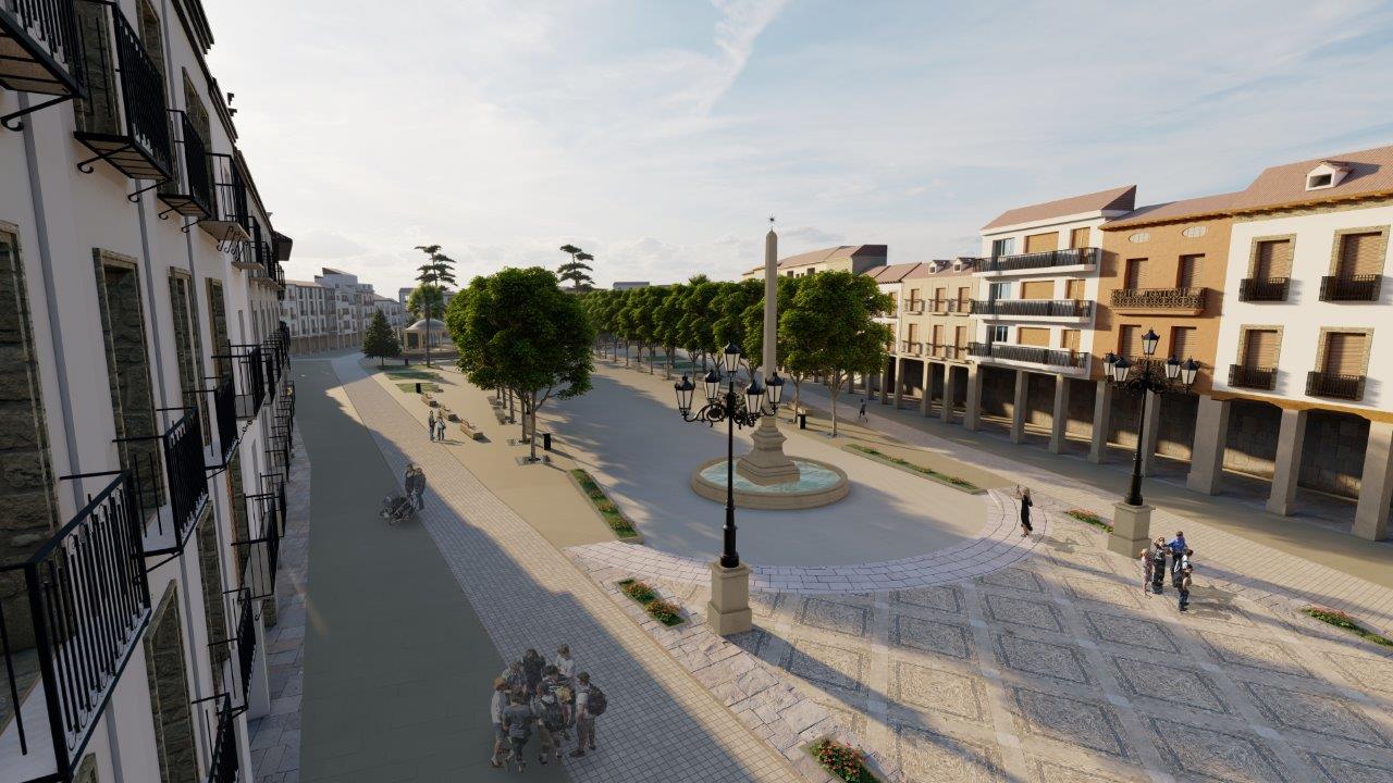 Una de las imágenes de cómo quedaría el Paseo de la Constitución de Baeza tras su proyecto de remodelación