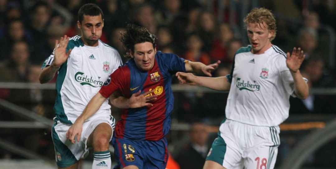 Imagen del encuentro de ida de octavos de final entre Barcelona y Liverpool en 2007