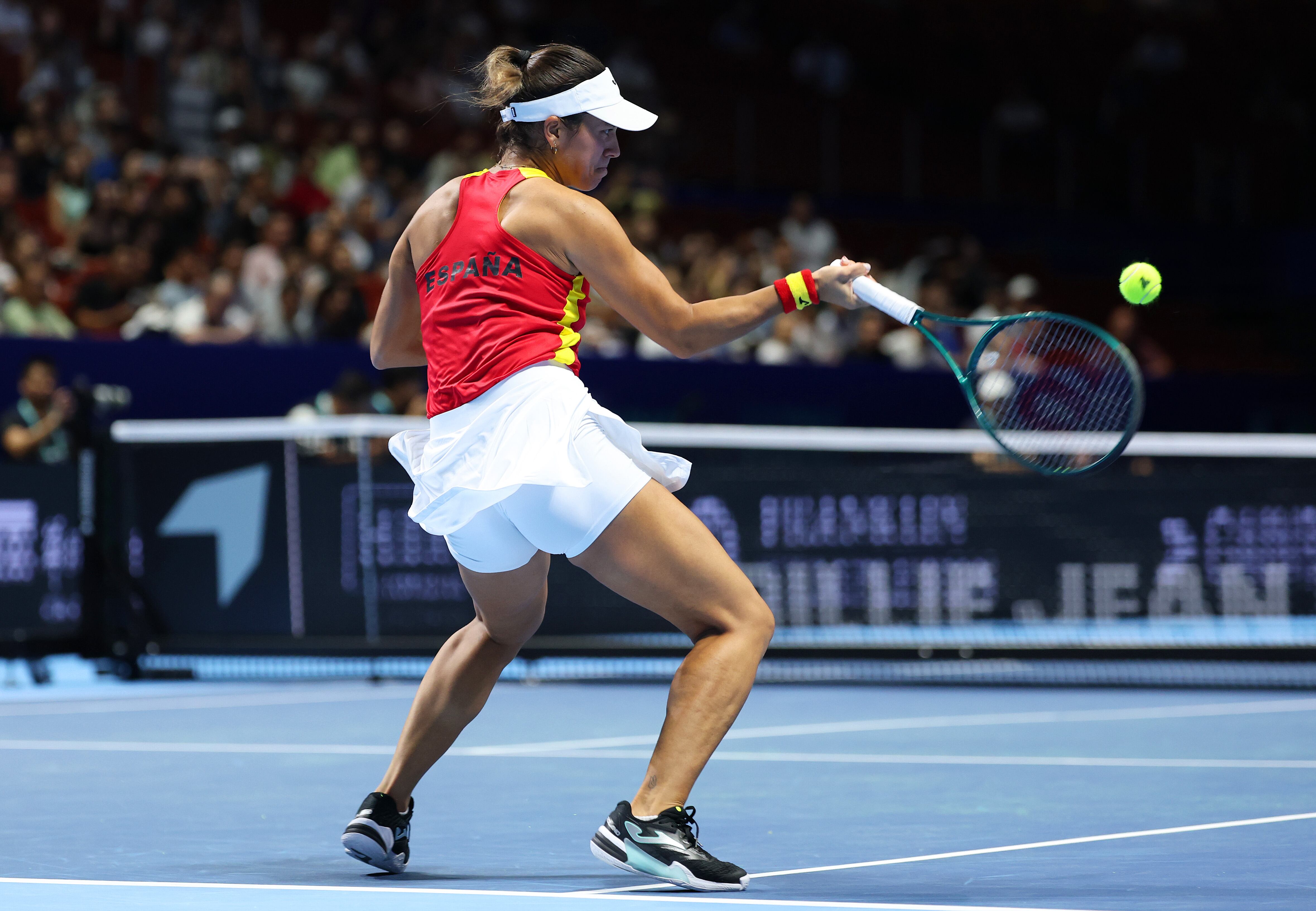 Jessica Bouzas, durante su partido contra Marta Kostyuk en el cruce Ucrania-España