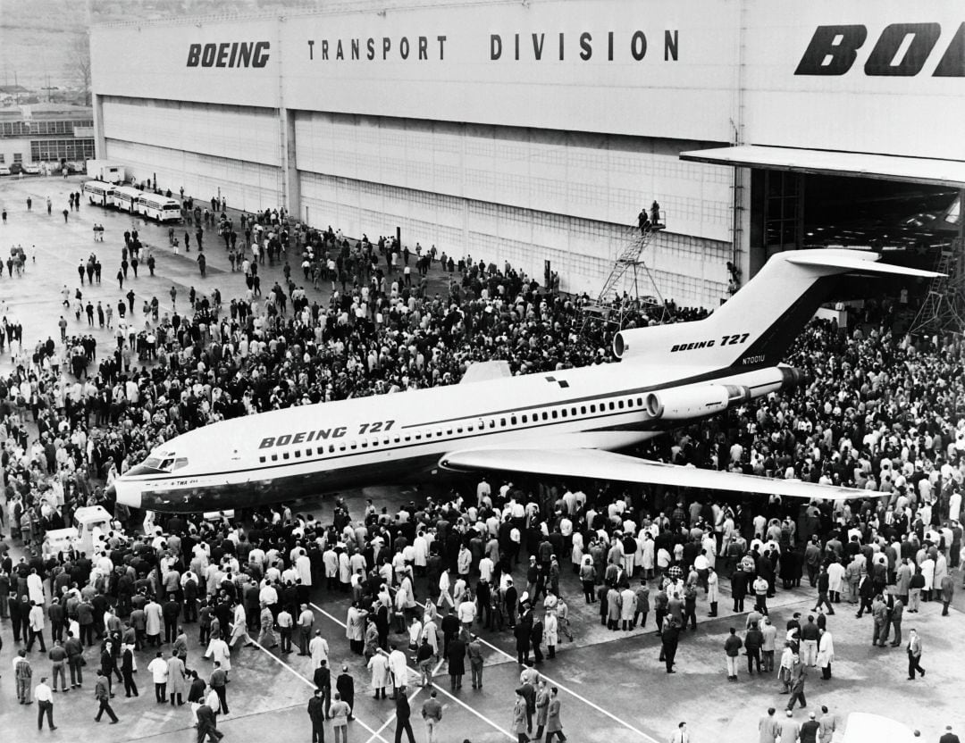 Avión Boeing 727, mismo modelo que el que se estrelló en el monte Oiz el 19 de febrero de 1985.