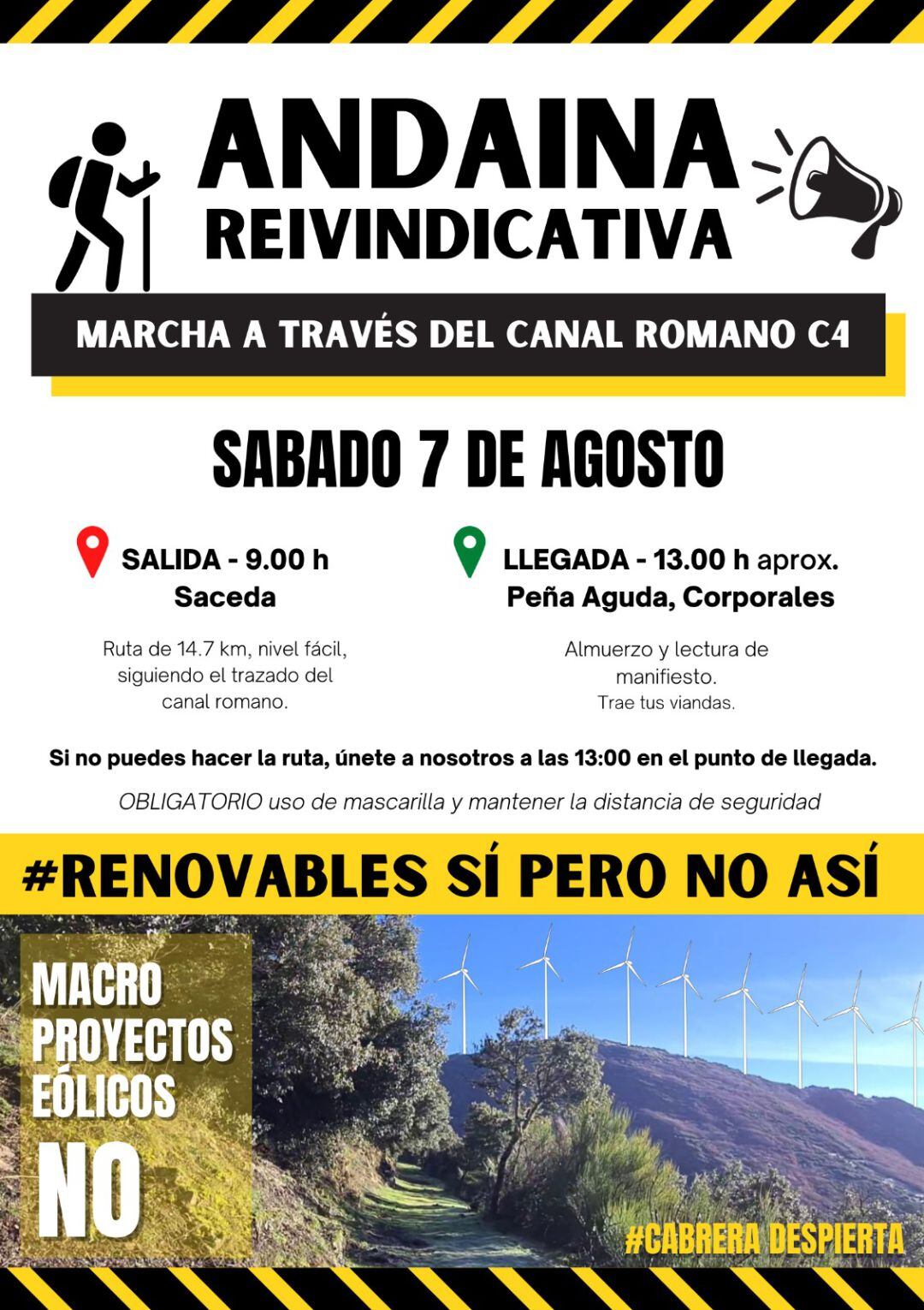 Cartel de la marcha reivindicativa organizada por &quot;Cabrera Despierta&quot;.