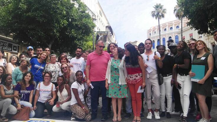 Refugiados leen un manifiesto en Jerez