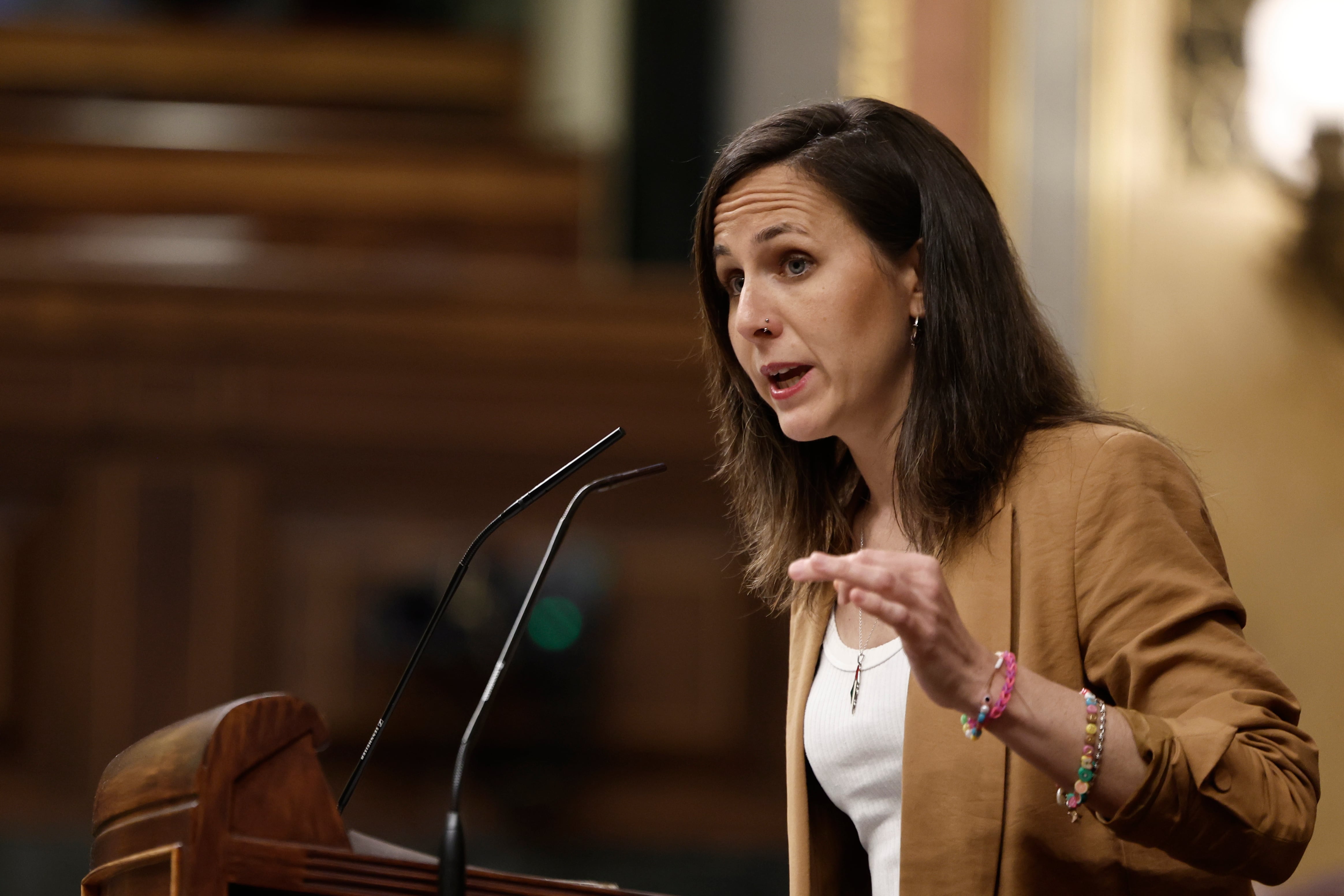La líder de Podemos, Ione Belarra, durante el pleno del Congreso de los Diputados.