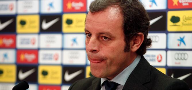 Sandro Rosell, durante una rueda de prensa