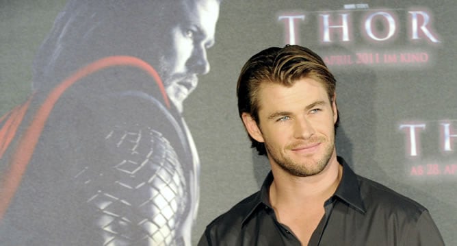 El actor australiano Chris Hemsworth, marido de la actriz española Elsa Pataki, posa durante un pase gráfico de la película &#039;Thor&#039;