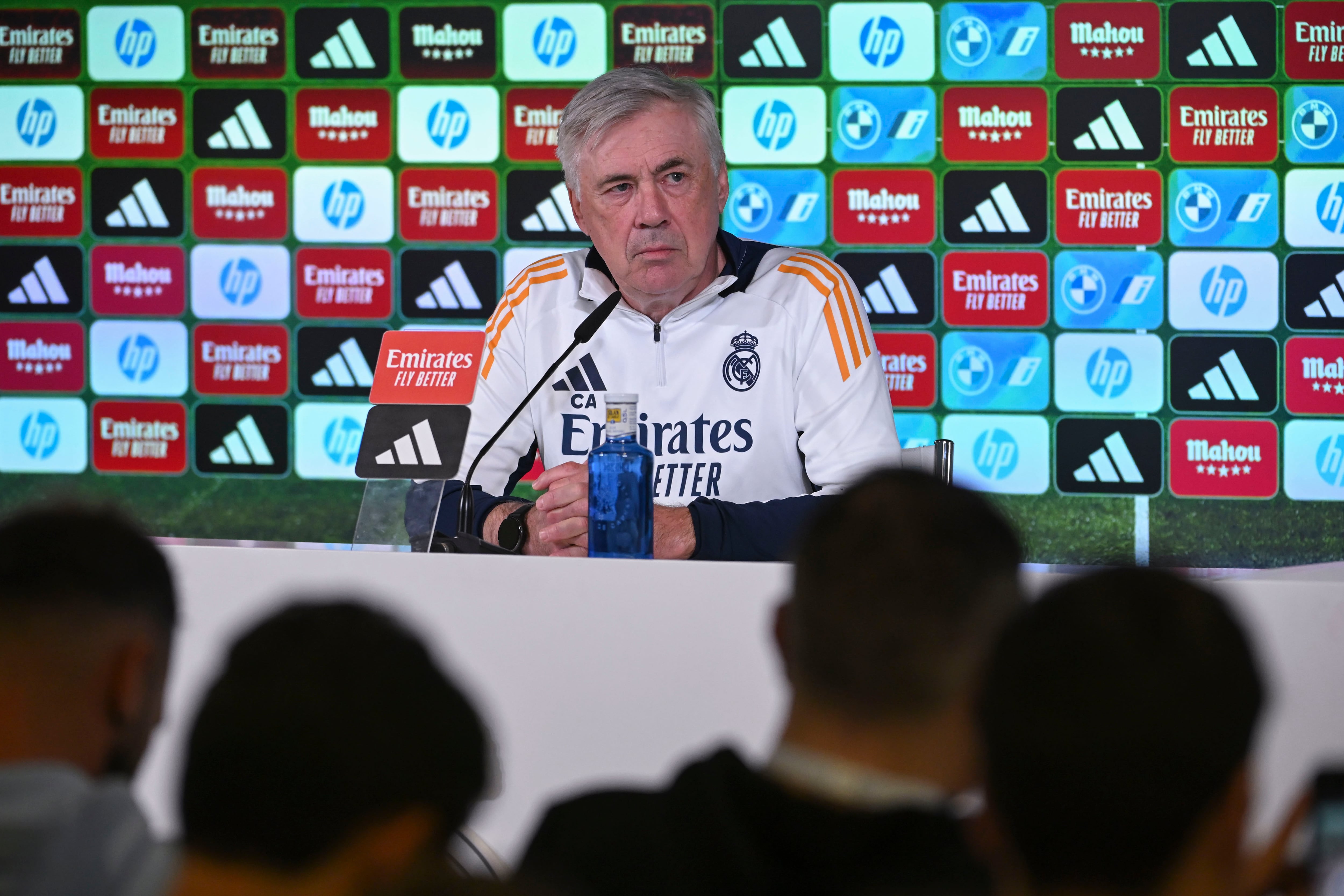 El entrenador del Real Madrid, Carlo Ancelotti, comparece ante la prensa en Valdebebas