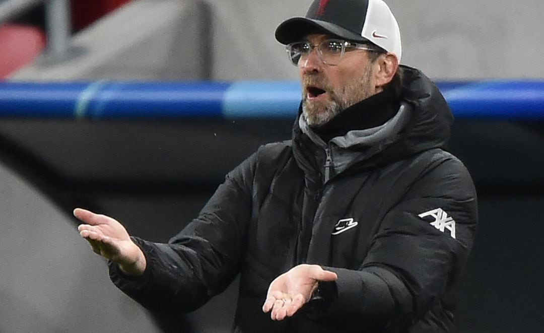 Klopp, en el partido entre el Liverpool y el RB Leipzig