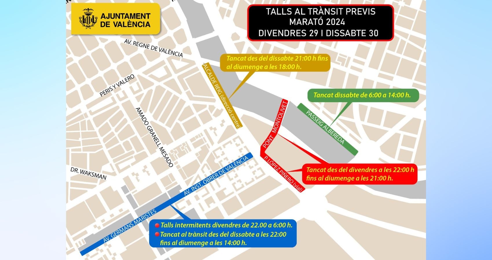 Dispositivo especial de tráfico con motivo del Maratón de València