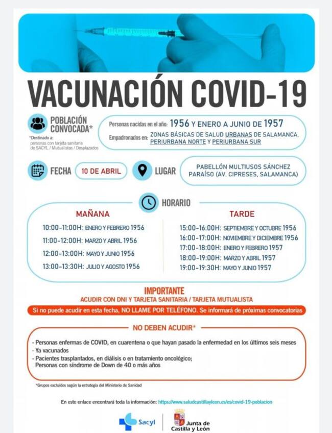 Detalles del proceso de vacunación con AstraZeneca en Salamanca este sábado