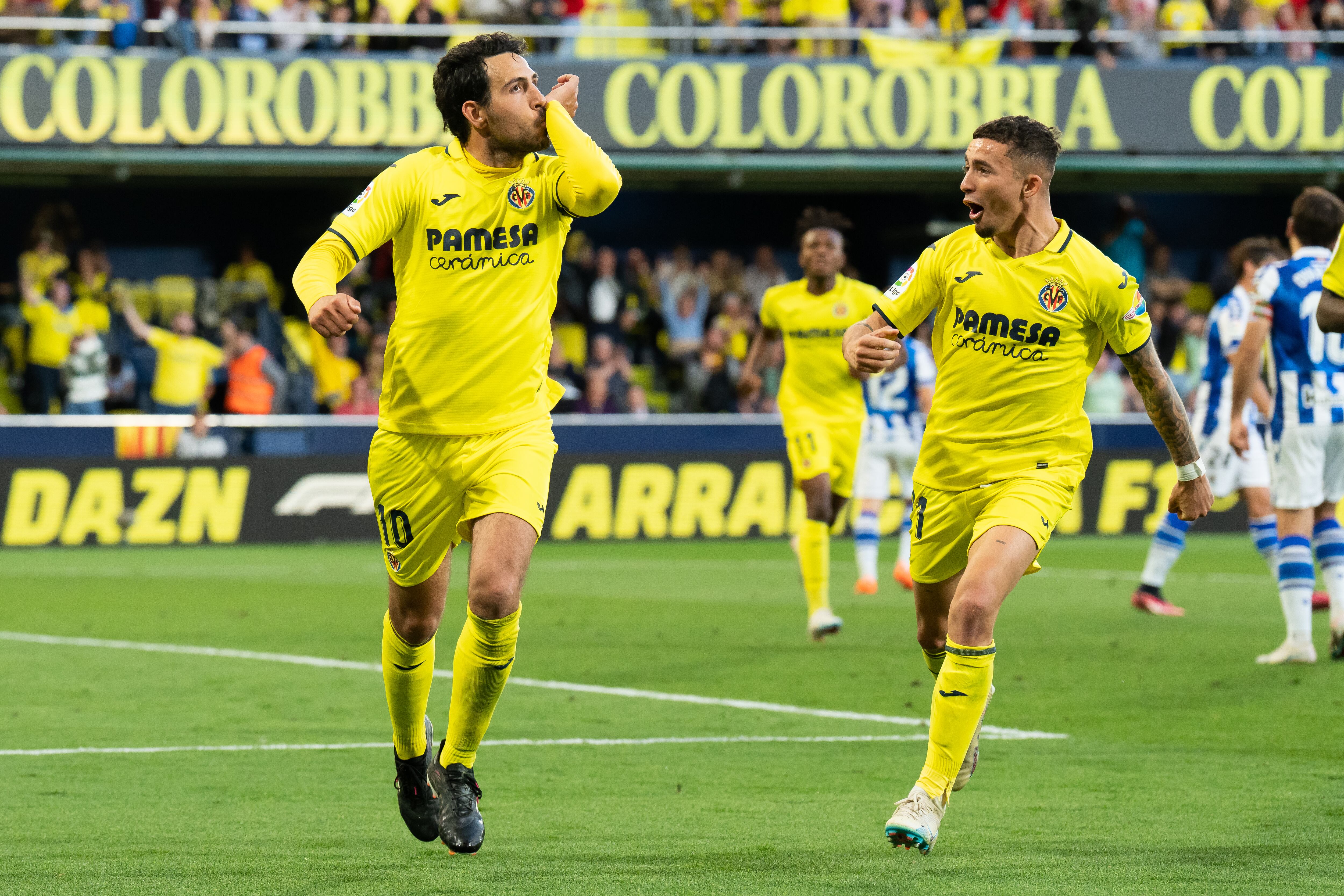 Dani Parejo tras marcar su último gol.