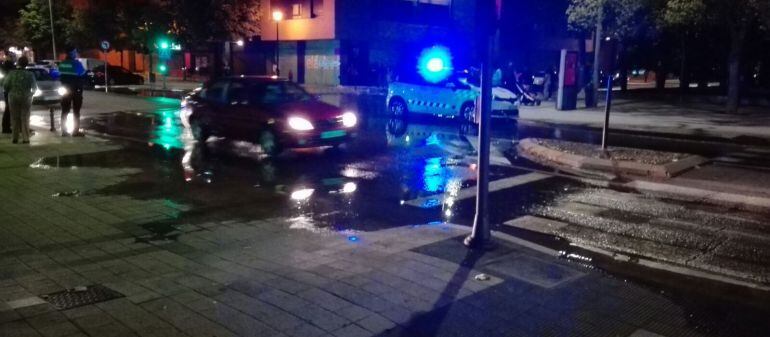 Zona afectada por la rotura de una tubería