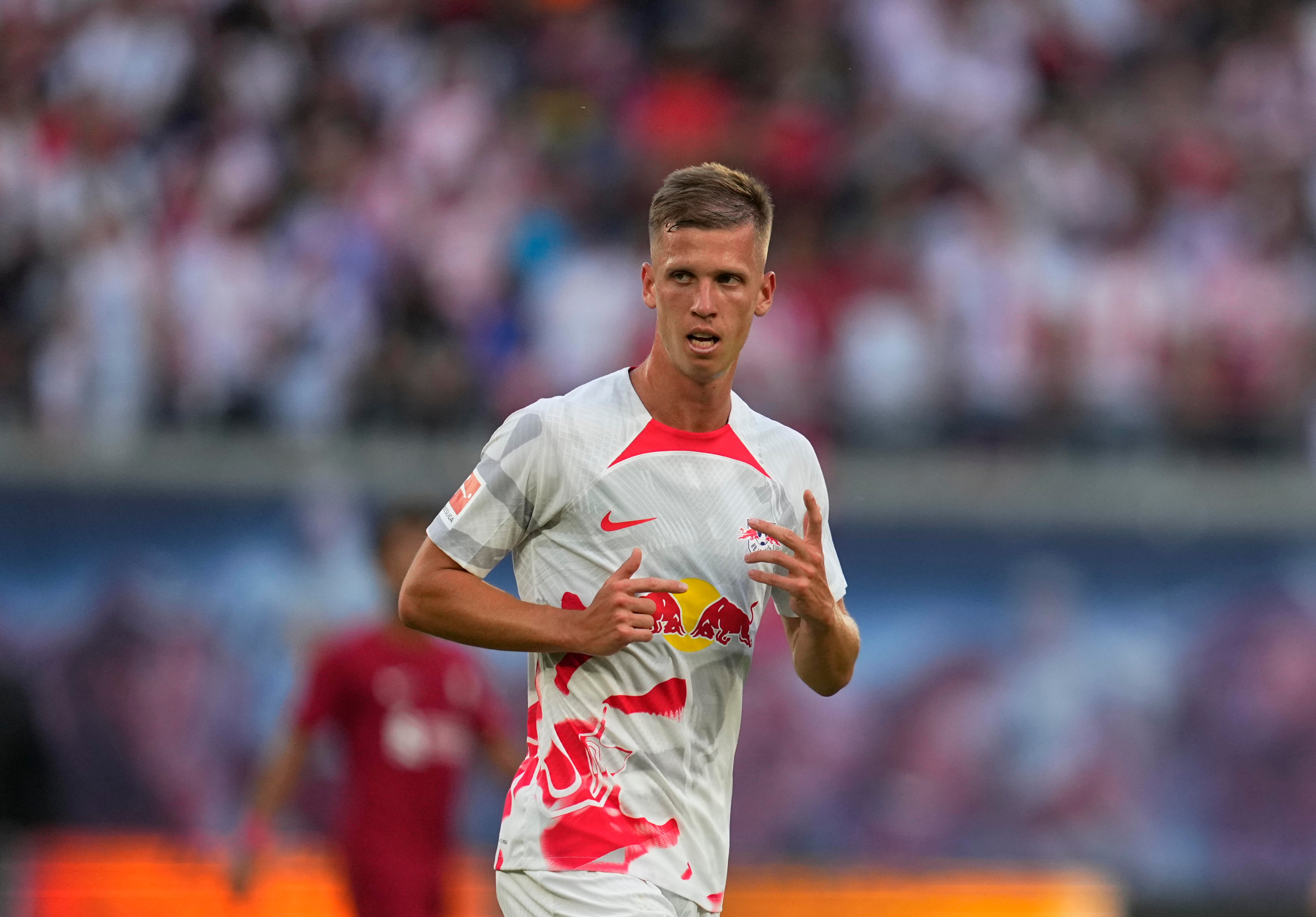 Dani Olmo en un partido con el RB Leipzig.