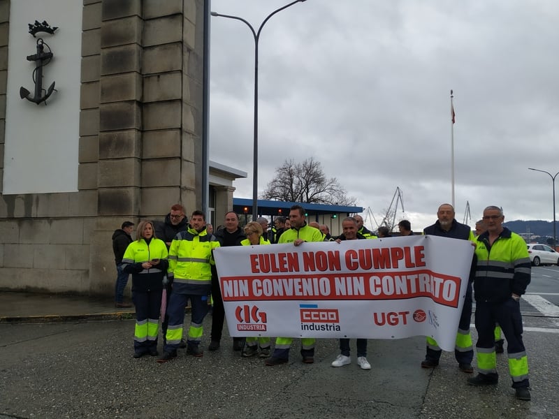 Concentración y rueda de prensa de trabajadores de Eulen en Navantia Ferrol