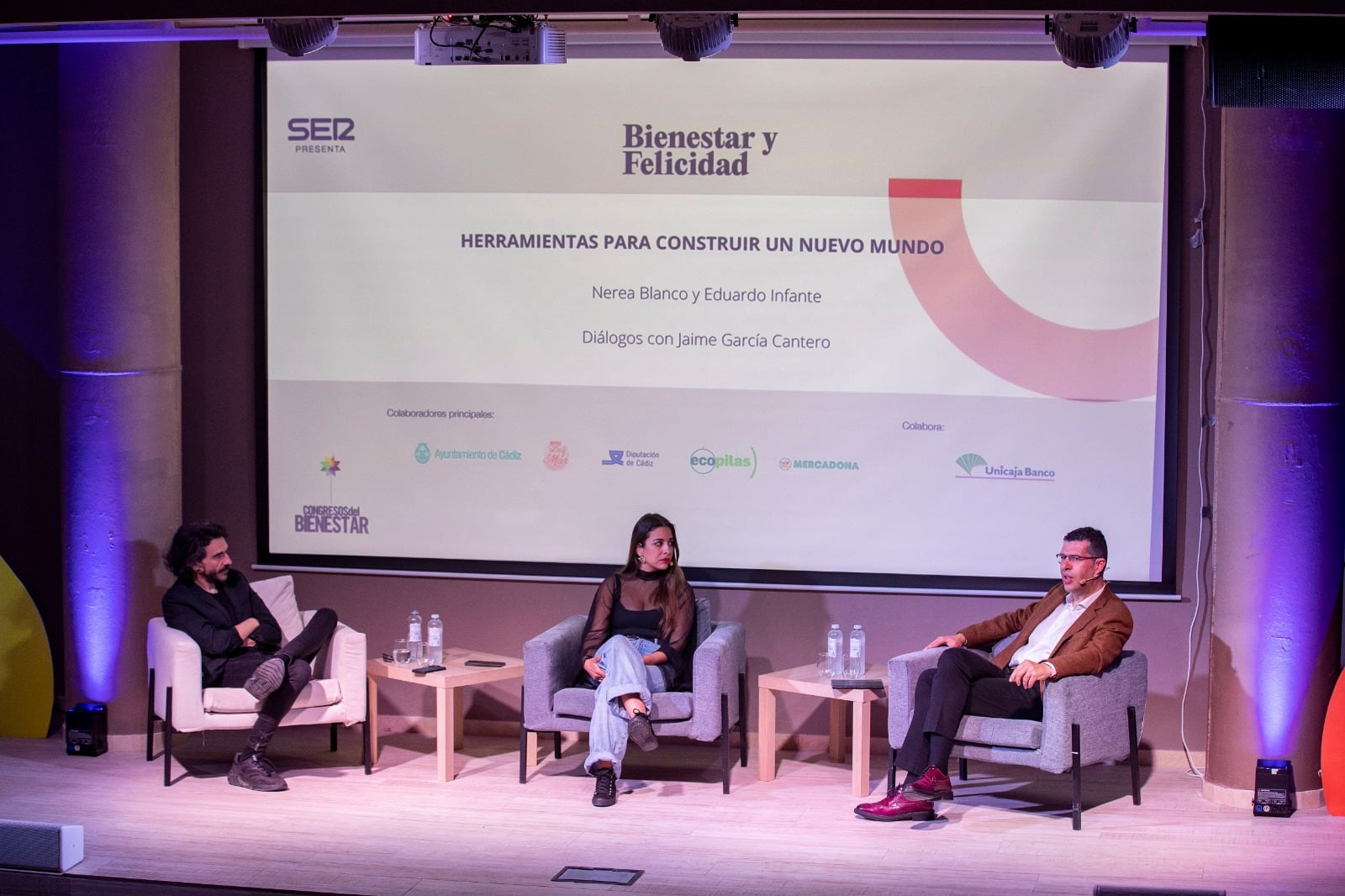 Jaime García Cantero, Eduardo Infante y Nerea Blanco en el Congreso del Bienestar de Cádiz