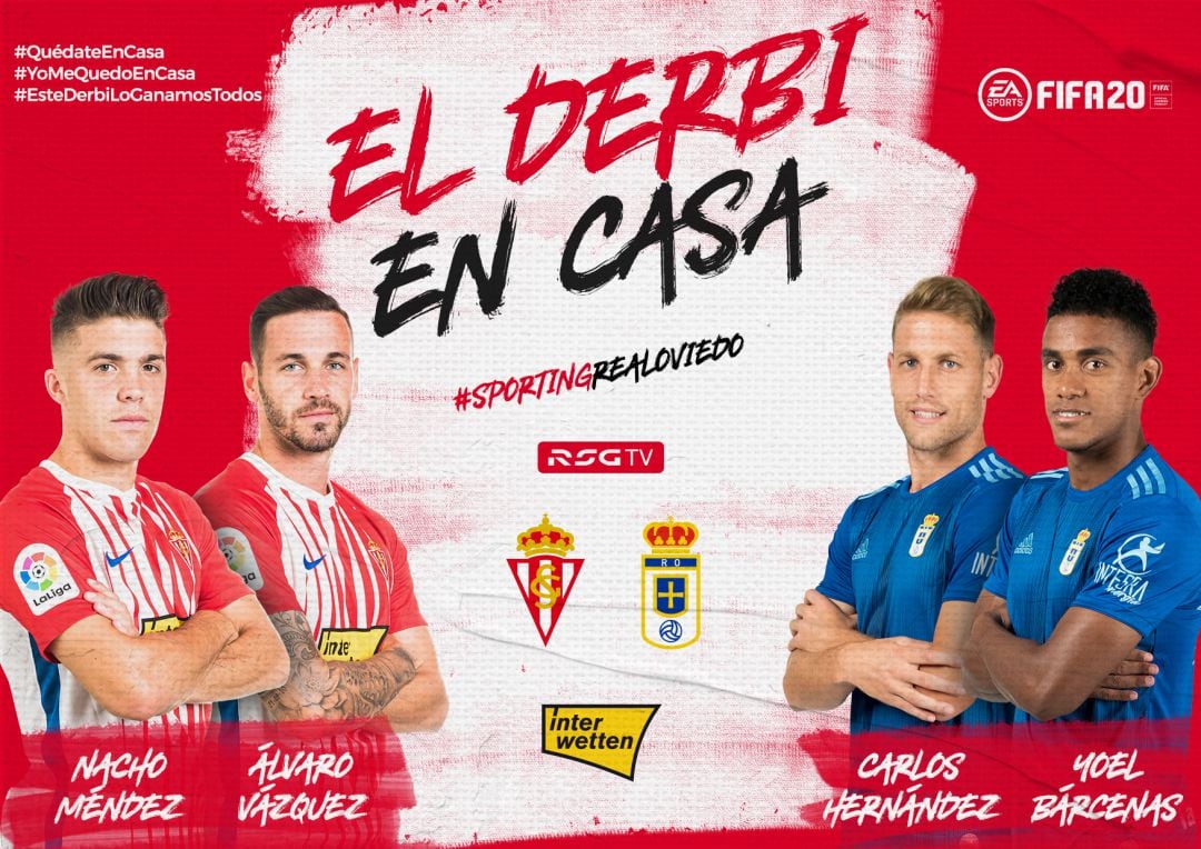 Cartel promocional del derbi virtual que protagonizarán el domingo jugadores de Sporting y Oviedo