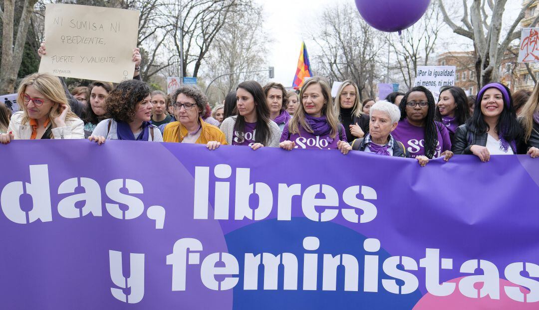 Irene Montero en la manifestación del 8-M en Madrid.