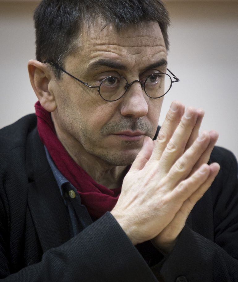 El fundador de Podemos Juan Carlos Monedero en un acto político el pasado domingo en Valencia.