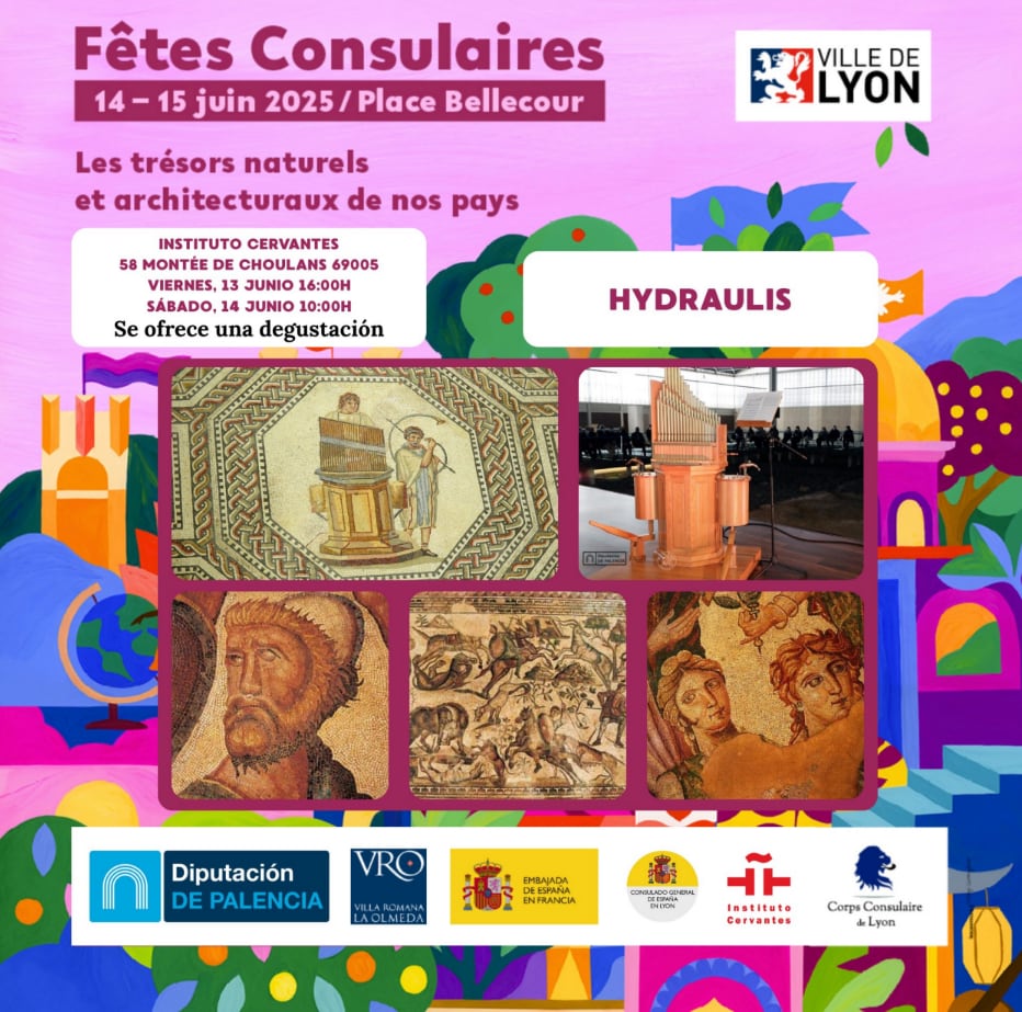 La Diputación de Palencia representará a España en el Festival Consular de Lyon con la Villa Romana La Olmeda y La Tejada y el Hydraulis como protagonistas