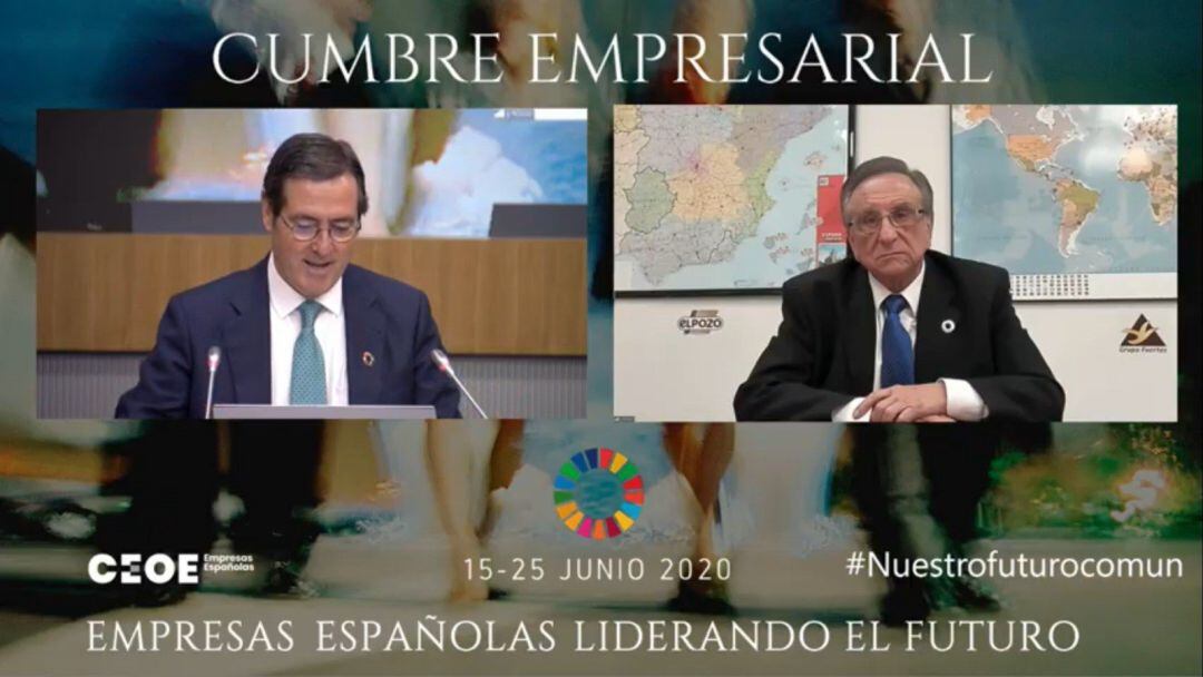 Presidente de la CEOE, Antonio Garamendi, y presidente de Grupo Fuertes, Tomás Fuertes, en la cumbre empresarial.
