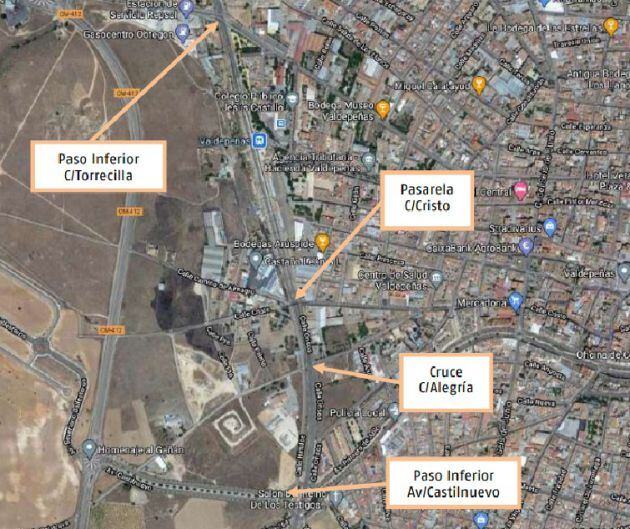 Imagen de los pasos subterráneos en esta zona de Valdepeñas (Ciudad Real)